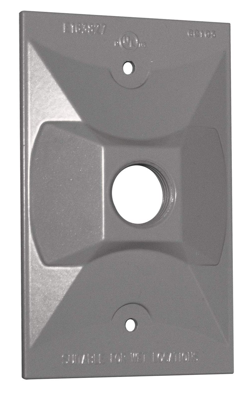 Sigma Electric 14371 1/2-inch 1 Hole 1-Gang Rectangular Lamp Holder Cover, Grey , Gray - Image 1